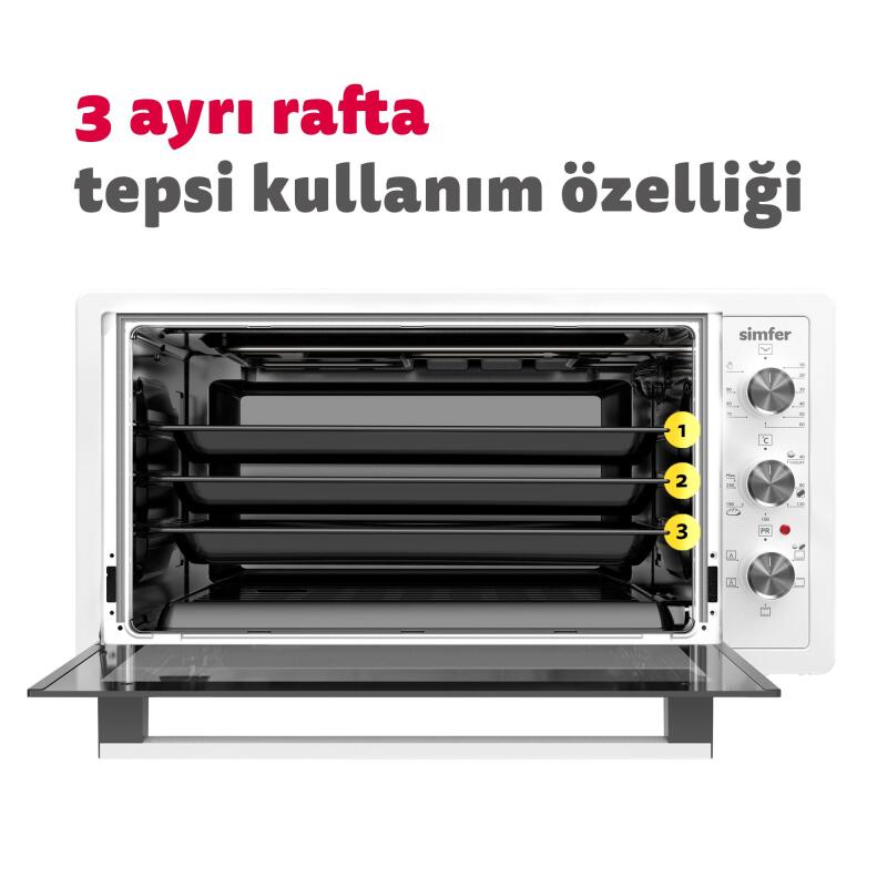 Simfer 4242 42Litre Beyaz Midi Fırın 6 Fonksiyon Turbo - 9