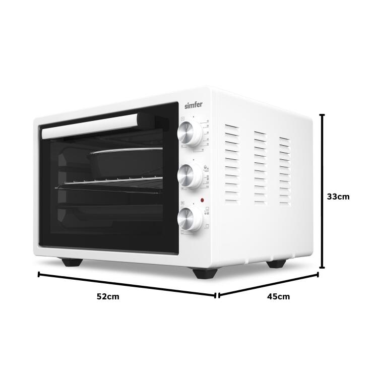 Simfer 4242 Beyaz 42 LT Turbo Fan Mini / Midi Fırın - 6 Fonksiyon,Yoğurt Yapma, Buz Çözme & İç Aydınlatma - 12