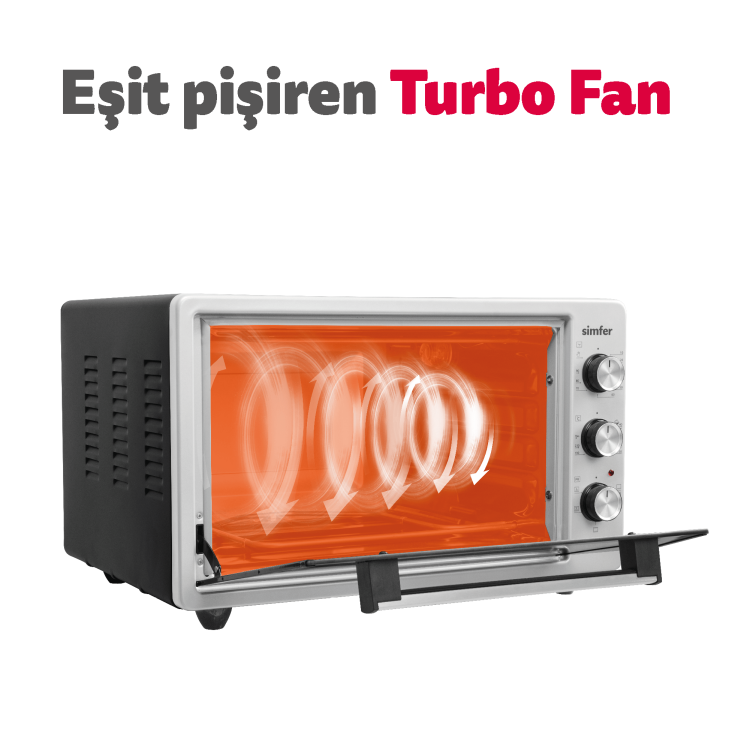 Simfer 4244 42Litre Inox Gri Midi Fırın 6 Fonksiyon Turbo - 6