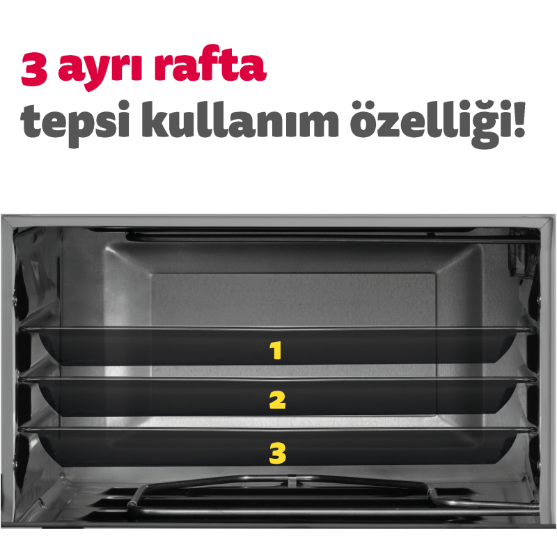 Simfer 4244 42Litre Inox Gri Midi Fırın 6 Fonksiyon Turbo - 8