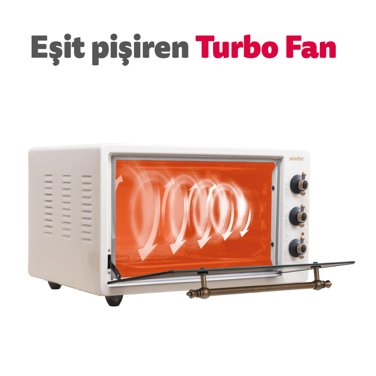 Simfer 4295 Retro Bej Turbo Midi/Mini Fırın, 1300W, 42 Litre - 5