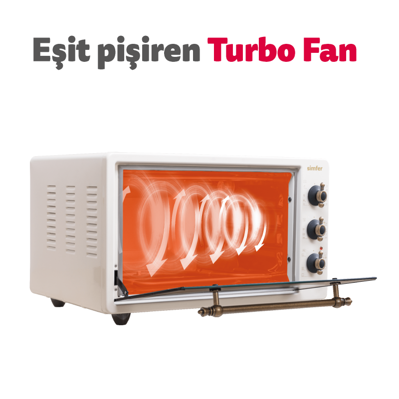 Simfer 4295 42Litre Bej Retro Midi Fırın 6 Fonksiyon Turbo - 6