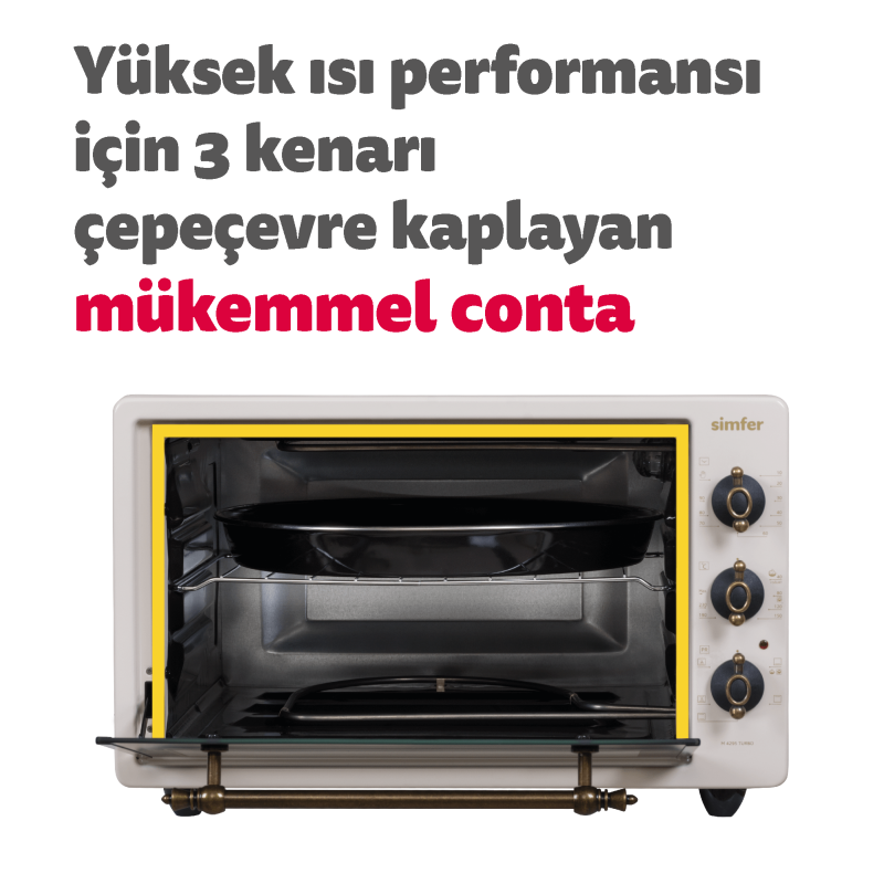 Simfer 4295 42Litre Bej Retro Midi Fırın 6 Fonksiyon Turbo - 7