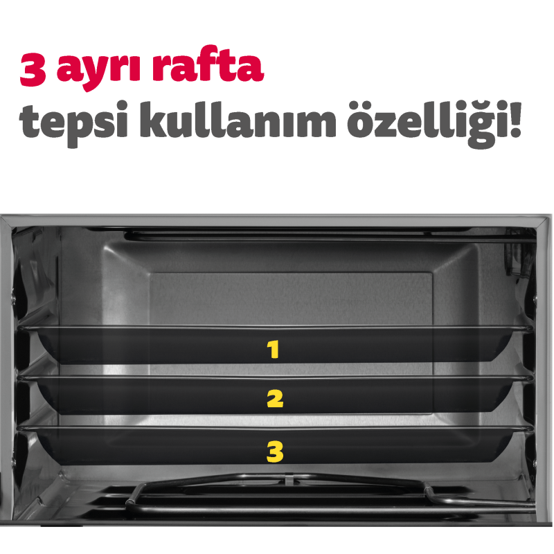 Simfer 4295 42Litre Bej Retro Midi Fırın 6 Fonksiyon Turbo - 8