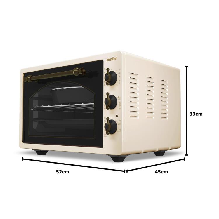 Simfer 4295 42Litre Bej Retro Midi Fırın 6 Fonksiyon Turbo - 12