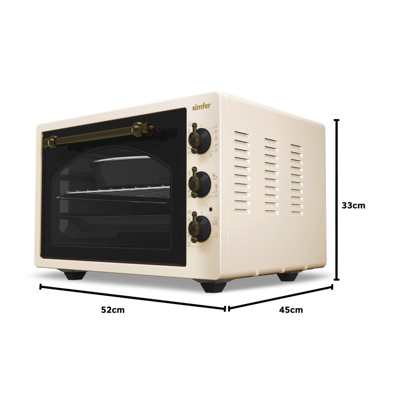 Simfer 4295 Retro Bej 45LT Turbo Fan Mini / Midi Fırın – 6 Fonksiyon, Yoğurt Yapma & Buz Çözme Özellikli - 4
