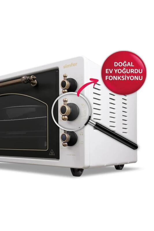 Simfer 4295 Retro Bej 45LT Turbo Fan Mini / Midi Fırın – 6 Fonksiyon, Yoğurt Yapma & Buz Çözme Özellikli - 5