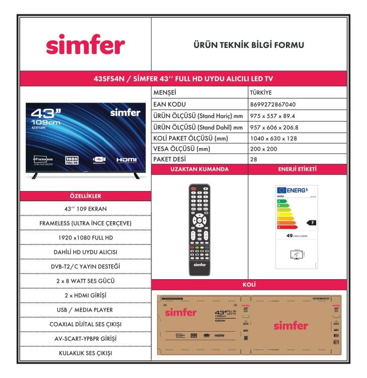 Simfer 43SFS4N Full HD 43