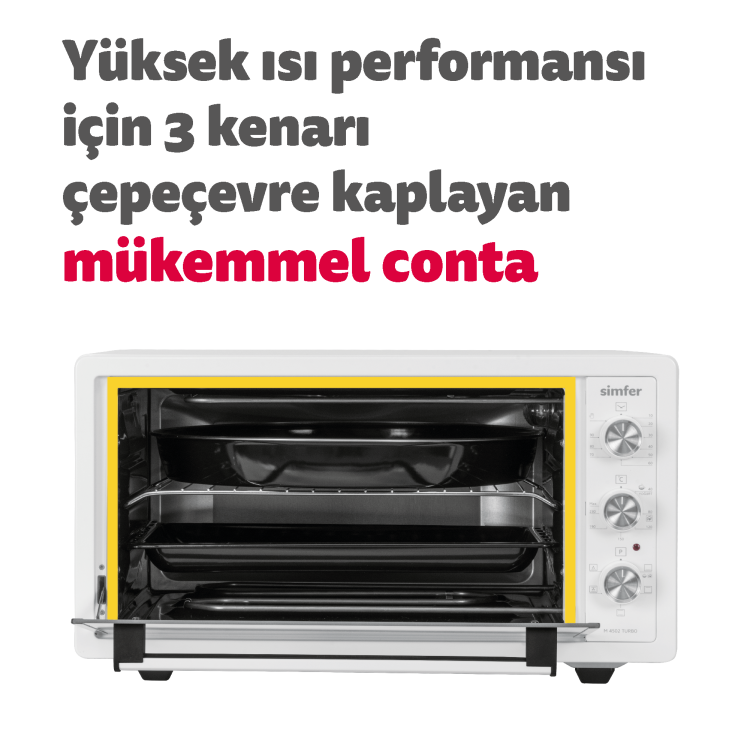 Simfer 4502 Turbo Beyaz Midi/Mini Fırın, 1400W, 45 Litre - 6