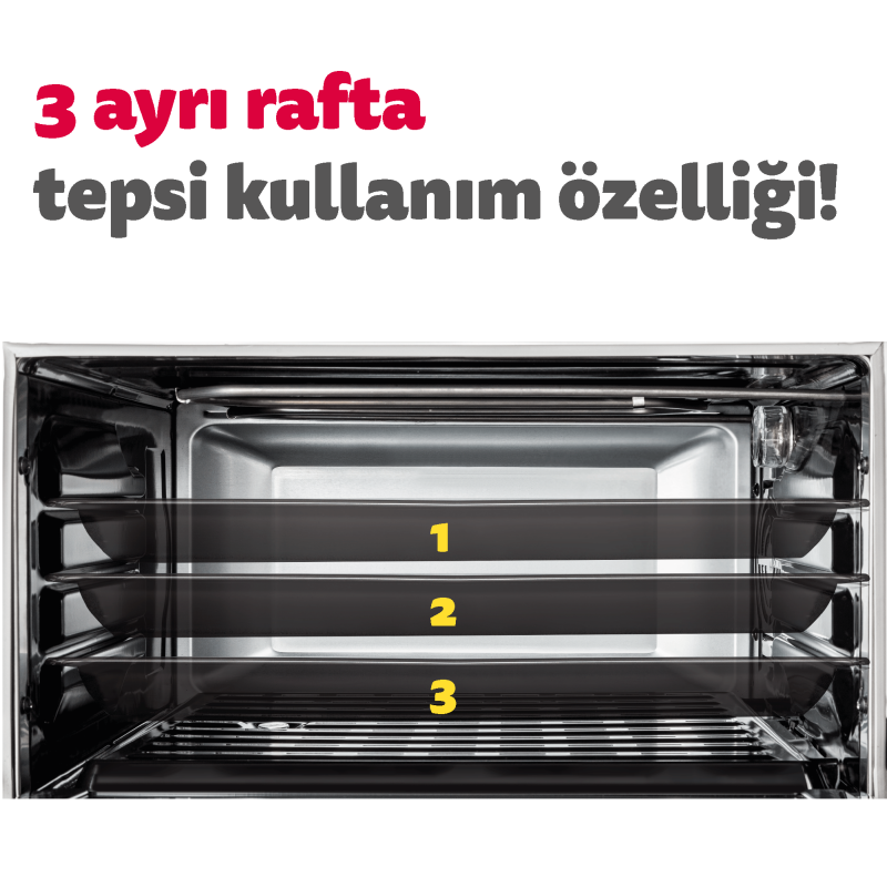 Simfer 4502 Turbo Beyaz Midi/Mini Fırın, 1400W, 45 Litre - 7