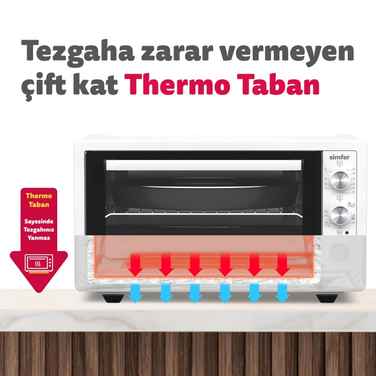 Simfer 4502 Turbo Beyaz Midi/Mini Fırın, 1400W, 45 Litre - 9