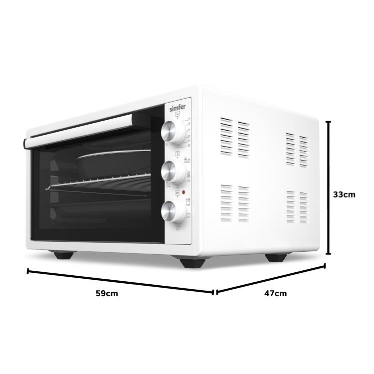 Simfer 4502 Beyaz 45 LT Turbo Fan Mini / Midi Fırın - 6 Fonksiyon,Yoğurt Yapma, Buz Çözme & İç Aydınlatma - 12