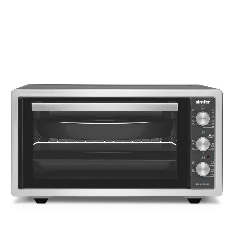 Simfer 4503 İnox Gri 45 LT Turbo Fan Mini / Midi Fırın - 6 Fonksiyon,Yoğurt Yapma, Buz Çözme & İç Aydınlatma - Simfer