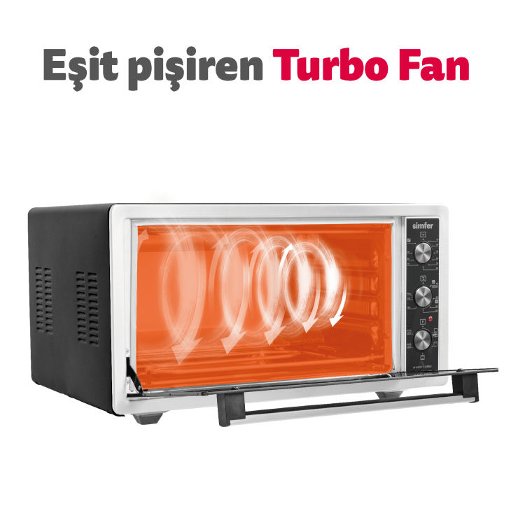 Simfer 4507 İnox Turbo Midi/Mini Fırın, 1400W, 45 Litre - 6