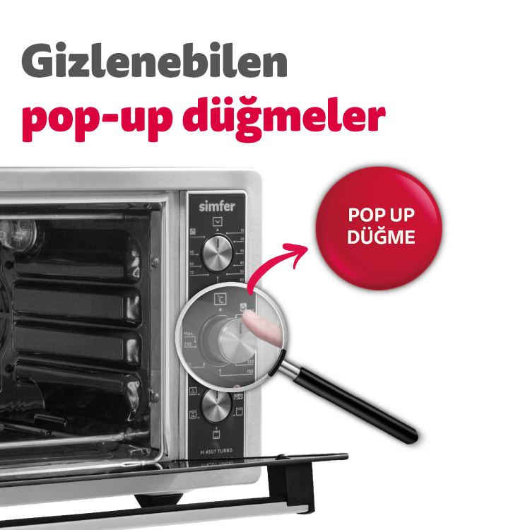 Simfer 4507 45Litre Inox Midi Fırın 6 Fonksiyon Turbo - 5