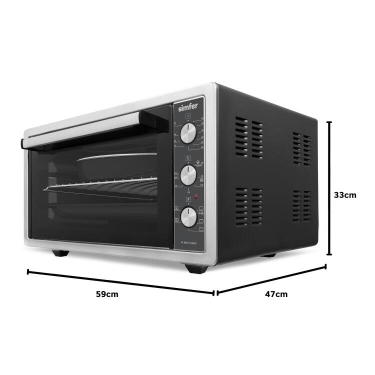 Simfer 4507 İnox Gri 45 LT Turbo Fan Mini / Midi Fırın - 6 Fonksiyon, Pop-Up Düğme, Yoğurt Yapma & Buz Çözme - 13
