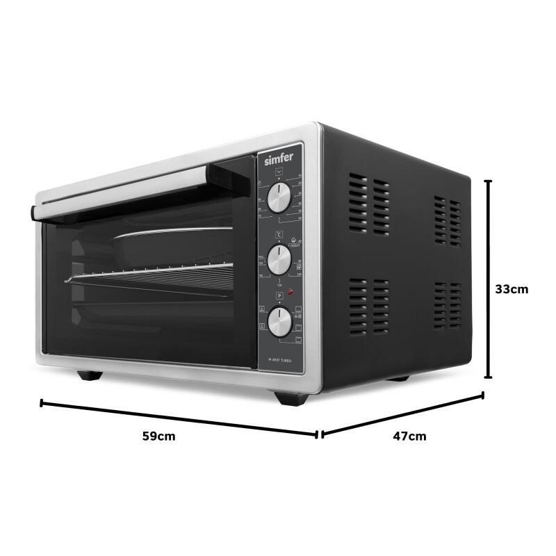 Simfer 4507 İnox Gri 45 LT Turbo Fan Mini / Midi Fırın - 6 Fonksiyon, Pop-Up Düğme, Yoğurt Yapma & Buz Çözme - 13