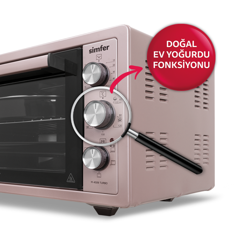 Simfer 4509 45Litre Rosegold Mini Fırın Turbo 6 Fonksiyon - 5