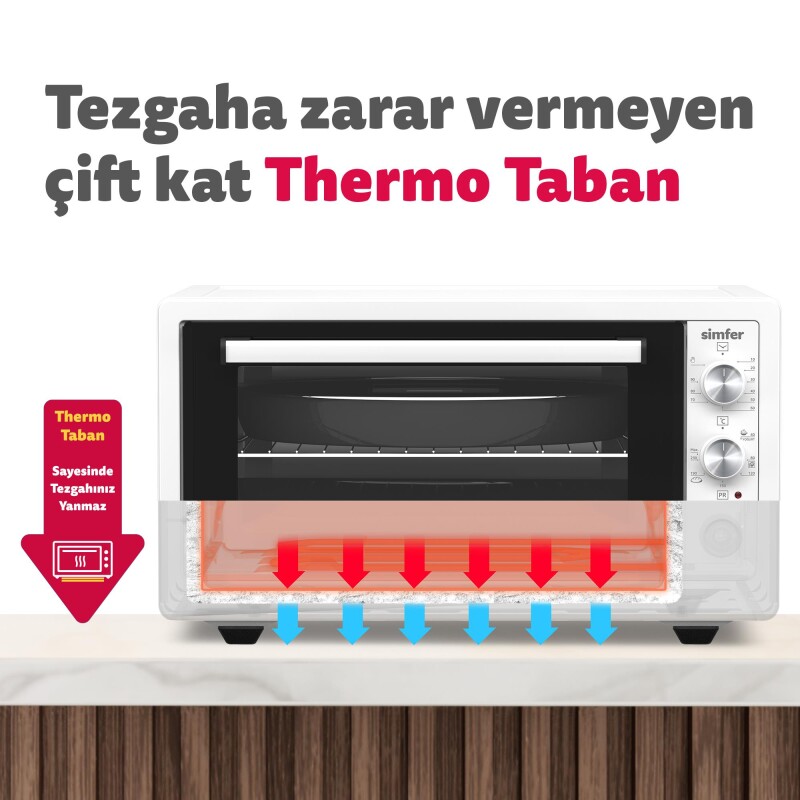 Simfer 4552 Turbo Beyaz Midi/Mini Fırın, 1400W, 45 Litre - 10