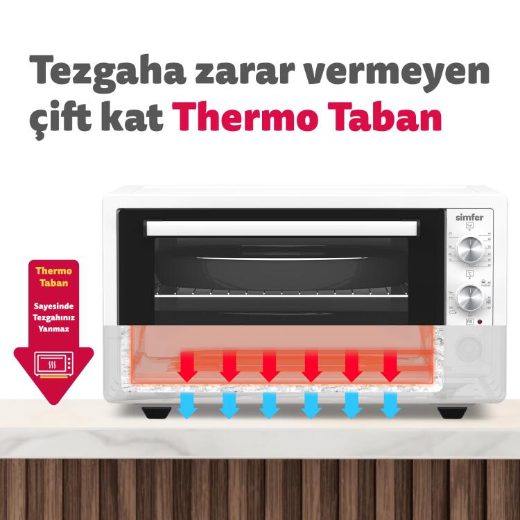 Simfer 4552 45Litre Beyaz Midi Fırın 6 Fonksiyon Turbo - 11