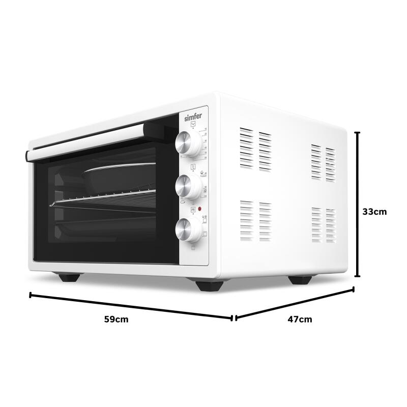 Simfer 4552 Beyaz 45 LT Turbo Fan Mini / Midi Fırın - 6 Fonksiyon,Yoğurt Yapma, Buz Çözme & İç Aydınlatma - 13