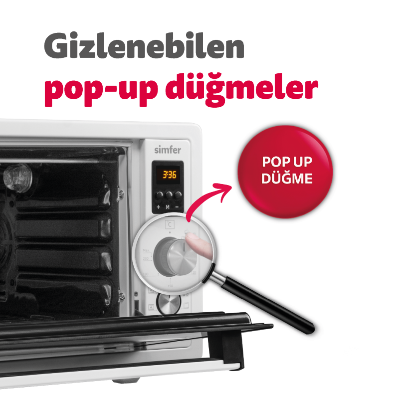 Simfer 4558 Turbo Beyaz Midi Fırın, 1400 W, 45 Litre - 5