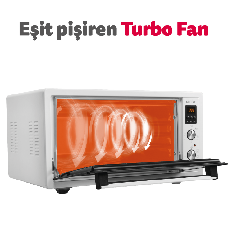 Simfer 4558 Turbo Beyaz Midi Fırın, 1400 W, 45 Litre - 7