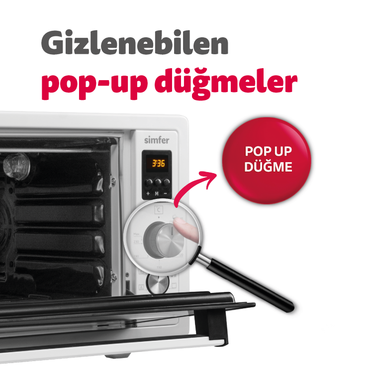 Simfer 4558 45Litre Beyaz Midi Fırın 6 Fonksiyon Dijital Turbo - 5