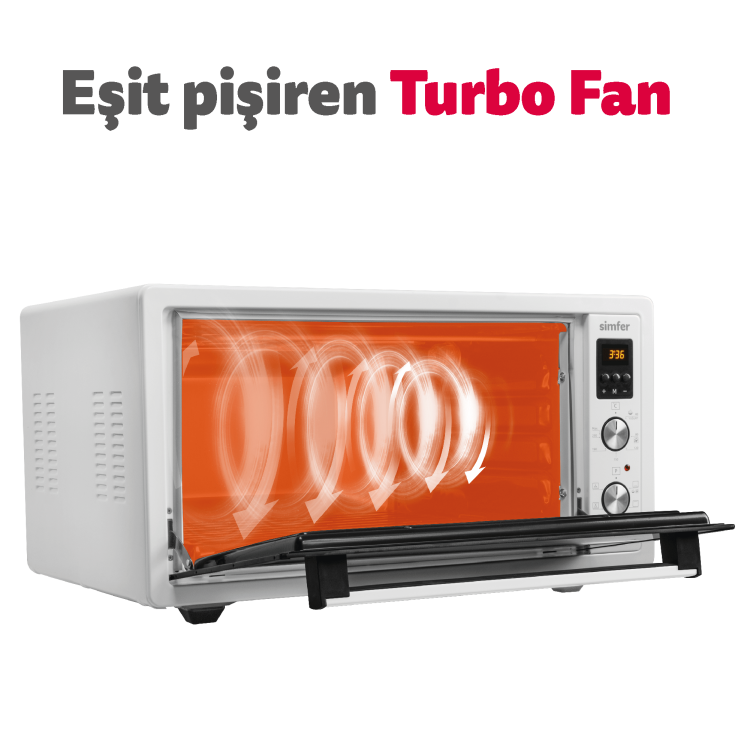 Simfer 4558 45Litre Beyaz Midi Fırın 6 Fonksiyon Dijital Turbo - 7