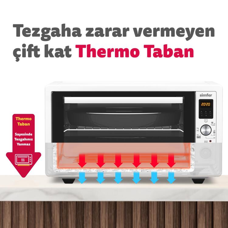 Simfer 4558 45Litre Beyaz Midi Fırın 6 Fonksiyon Dijital Turbo - 11