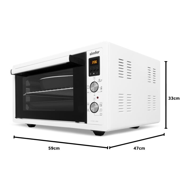 Simfer 4558 Beyaz 45 LT Turbo Fan Mini / Midi Fırın - 6 Fonksiyon, Dijital Ekran, Pop-Up Düğme,Yoğurt Yapma - 14