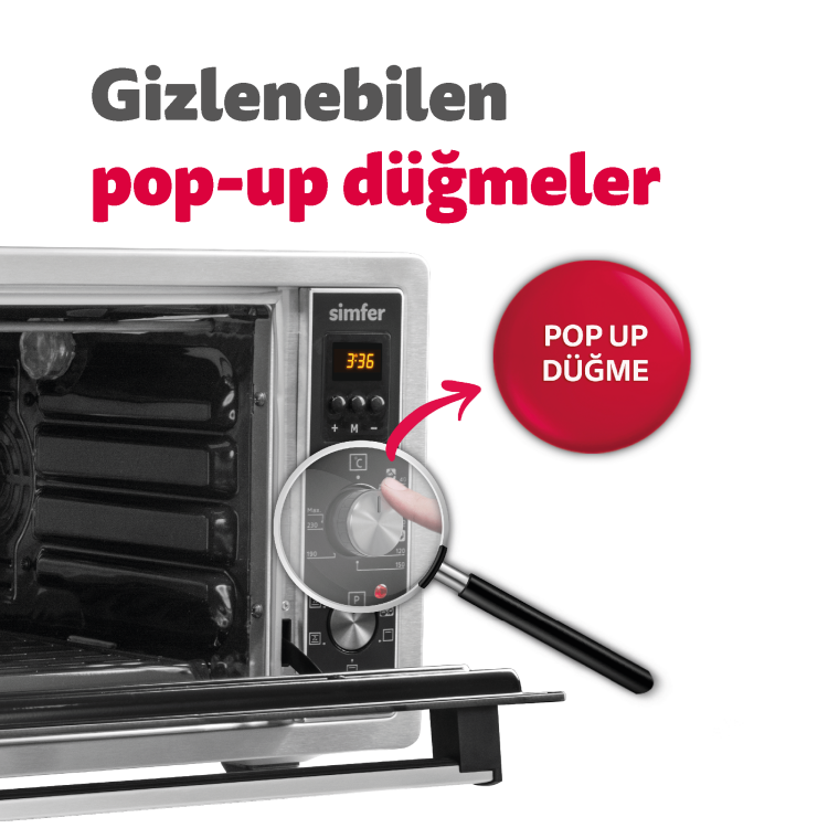 Simfer M-4559 45Litre Inox Midi Fırın 6 Fonksiyon Turbo Dijital - 5