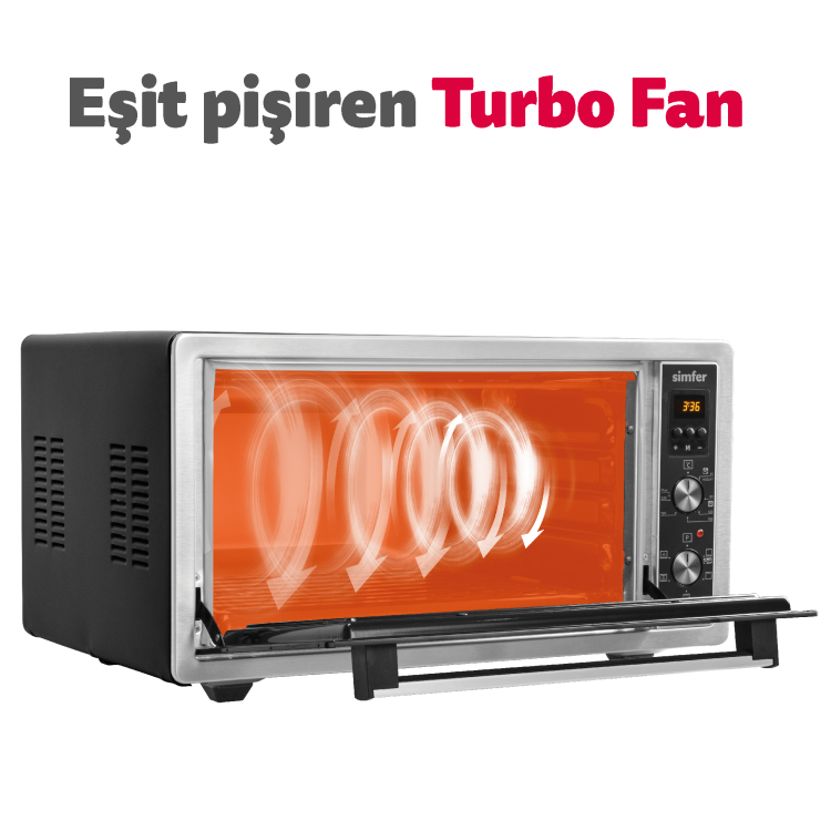 Simfer M-4559 45Litre Inox Midi Fırın 6 Fonksiyon Turbo Dijital - 7