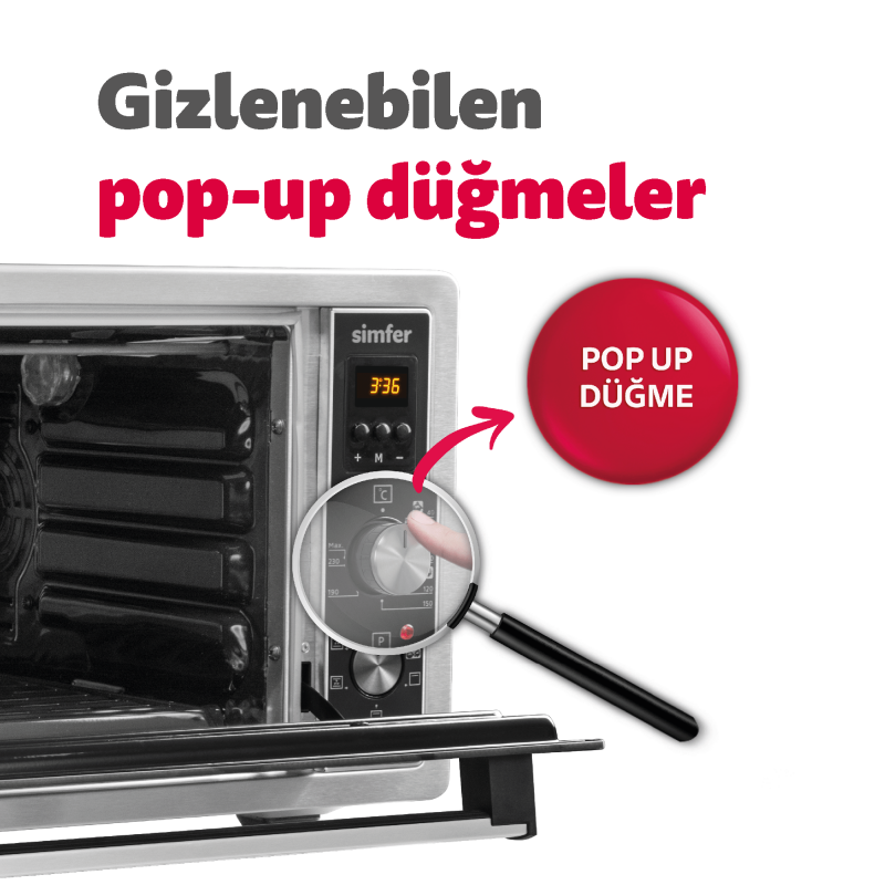 Simfer 4559 45Litre Inox Midi Fırın 6 Fonksiyon Turbo Dijital - 5