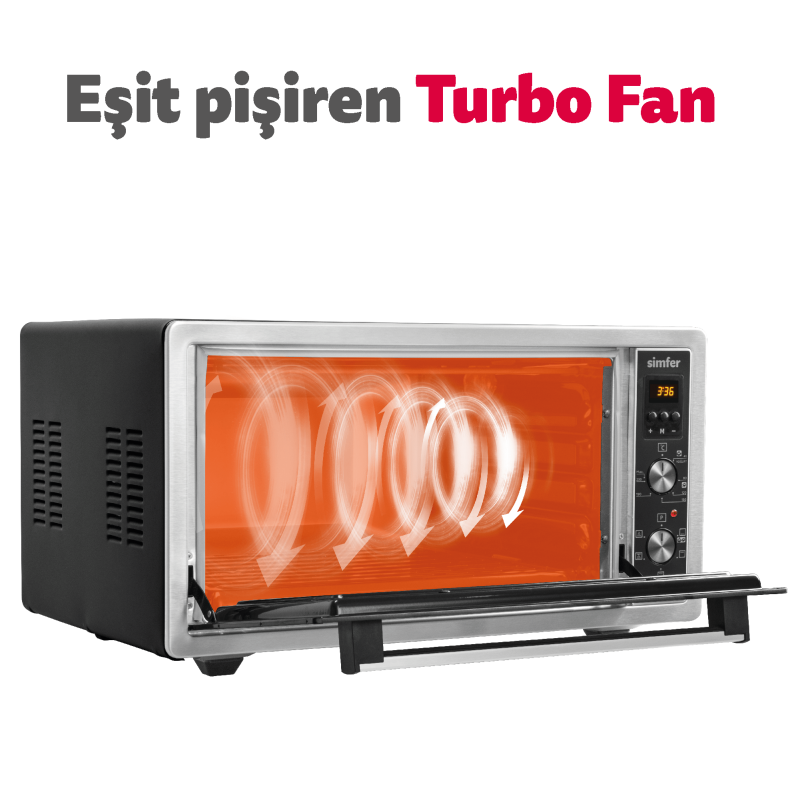 Simfer 4559 45Litre Inox Midi Fırın 6 Fonksiyon Turbo Dijital - 7