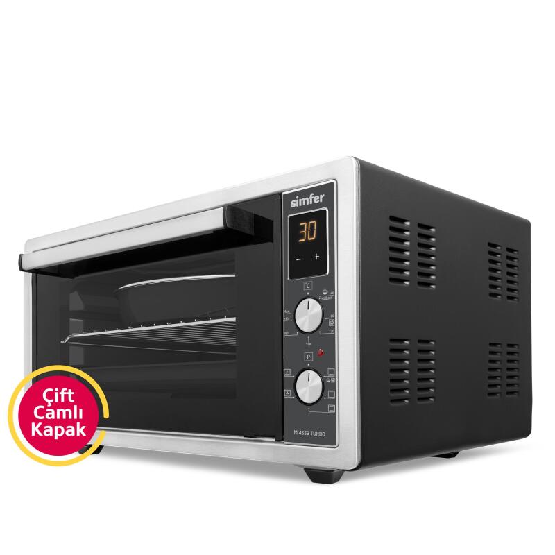 Simfer 4559 İnox Gri 45 LT Turbo Fan Mini / Midi Fırın - 6 Fonksiyon, Dijital Ekran, Pop-Up Düğme,Yoğurt Yapma - 2