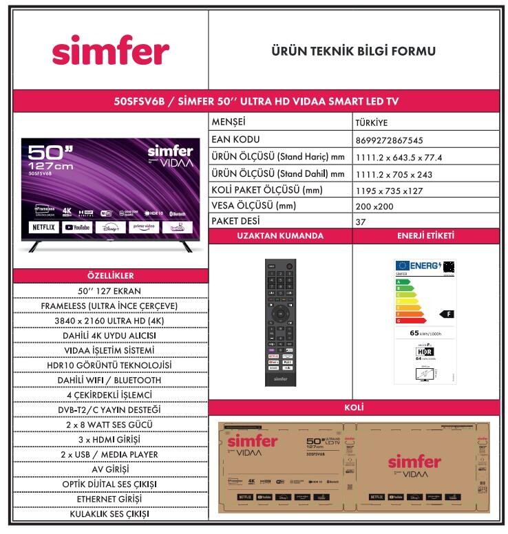 Simfer 50SFSV6B 127 Ekran 50 