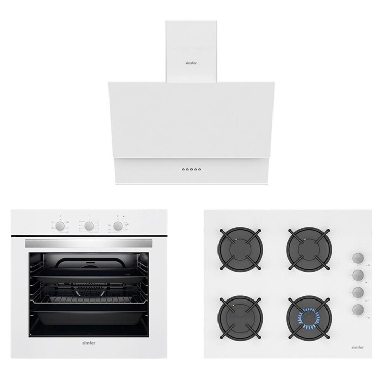Simfer 6 Fonksiyon 60 Lt Beyaz Elektro Turbo Dijital Ankanstre Set ( 7339 Fırın + 3507 Ocak + 8709 Davlumbaz) - Simfer