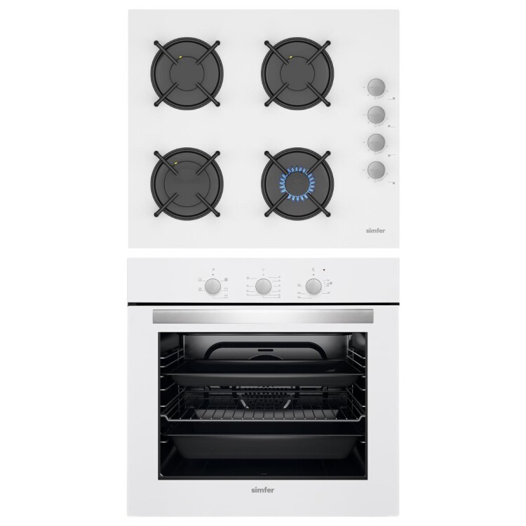 Simfer 6 Fonksiyon Elektro Turbo Beyaz İkili Ankastre Set ( 3507 Ankastre Ocak + 7339 Ankastre Fırın) - Simfer