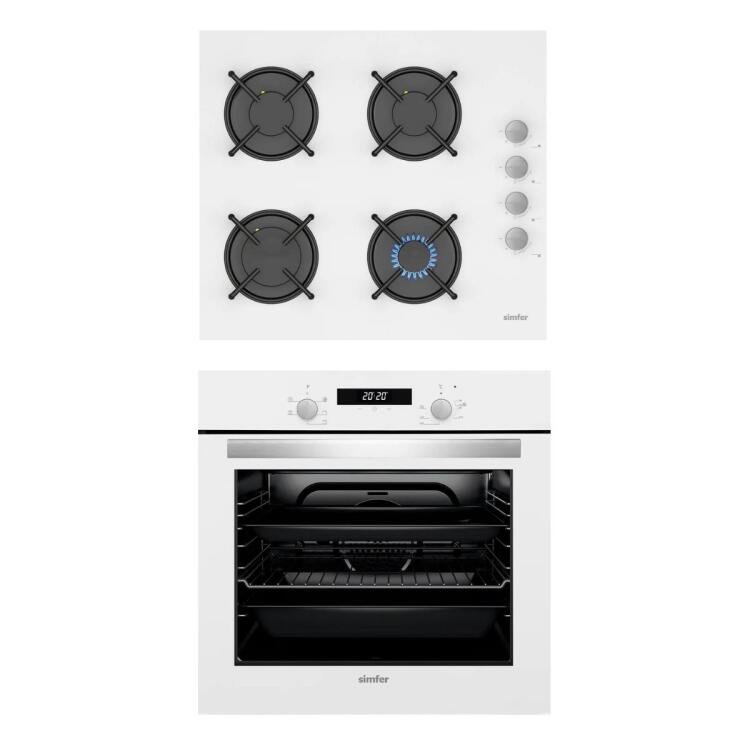Simfer 6 Fonksiyon 60 Litre Elektro Turbo Beyaz İkili Ankastre Set (7340 Ankastre Fırın + 3507 Ankastre Ocak) - Simfer