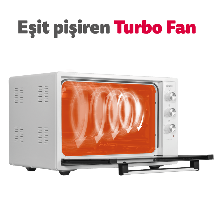 Simfer 7002 Beyaz, 70 Litre, 6 Fonksiyon, XXL Turbo, 1800W, Midi/Mini Fırın - 6