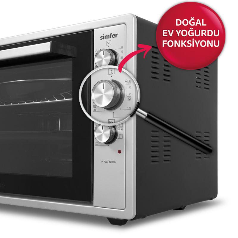 Simfer 7003 70Litre Inox Gri Midi Fırın 6 Fonksiyon Turbo - 8