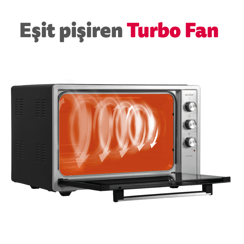 Simfer 7003 70Litre Inox Gri Midi Fırın 6 Fonksiyon Turbo - 9