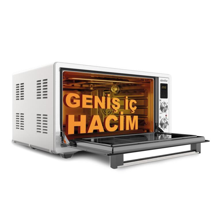Simfer 7003 İnox Gri 70 LT Turbo Fan Mini / Midi Fırın - 6 Fonksiyon,Yoğurt Yapma, Buz Çözme & İç Aydınlatma - 4