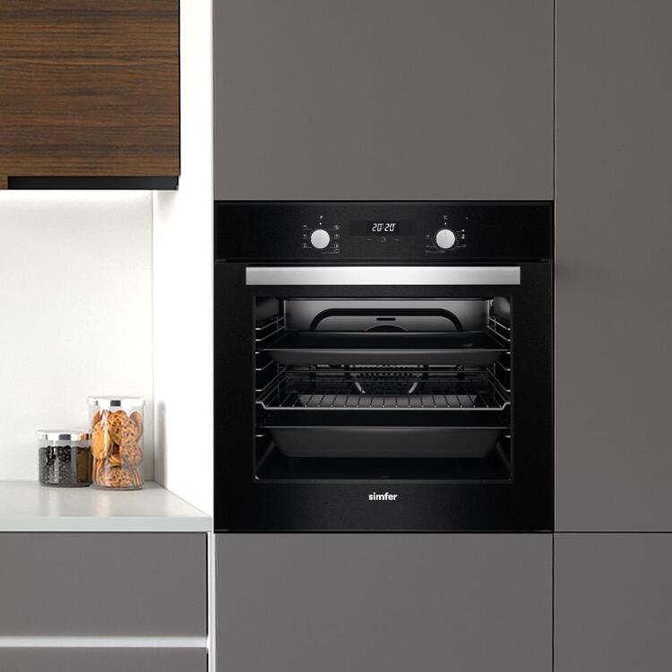 Simfer 7327 8 Fonksiyon Ankastre Siyah Cam Fırın 8 Fonksiyon Power Turbo Dijital - 2
