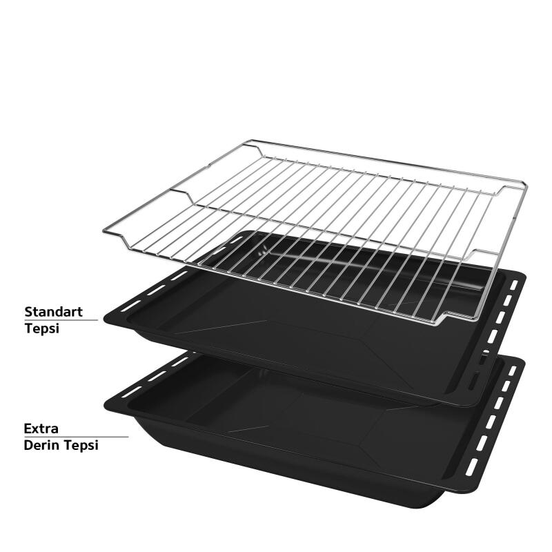 Simfer 7349 8 Fonksiyon Retro Ankastre Fırın Siyah Cam Multi Turbo - 6