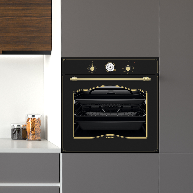 Simfer 7349 8 Fonksiyon Retro Ankastre Fırın Siyah Cam Multi Turbo - 2