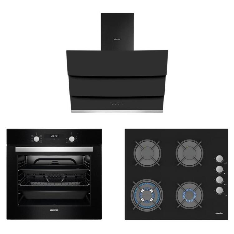 Simfer 8 Fonksiyon Siyah Multi Turbo Dijital 3'lü Ankastre Set (Fırın + Ocak + Davlumbaz) - 2