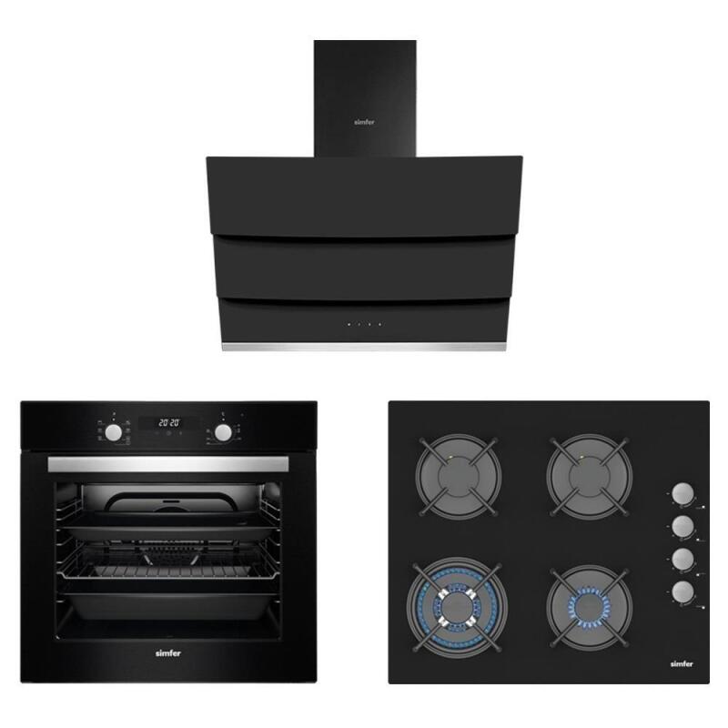 Simfer 8 Fonksiyon Siyah Multi Turbo Dijital 3'lü Ankastre Set (Fırın + Ocak + Davlumbaz) - 2