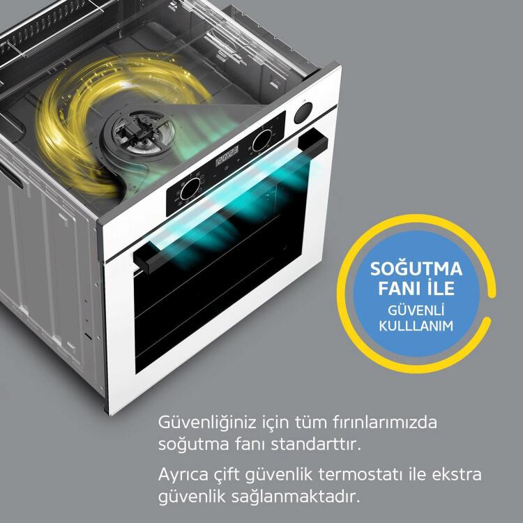 Simfer 8209 9 Fonksiyon QS Beyaz Cam Ankastre Fırın Power Turbo Dijital - 4